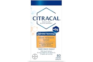 Citracal Slow Release- Calcium 1200 mg with Vitamin D3, Magnesium, Calcium Supplement, Bone Health Support, Take Once Daily Caplet, 80 Count
