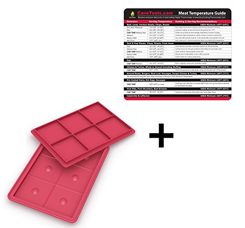 Temperature Magnet (lg) + Burger Maker - BUILT IN HAMBURGER DIMPLER - Press 6 Juicy 1/3 Pound Bubba Sized Patties - Dishwasher Safe Silicone for Freezer Storage - Voted Best BBQ Grill Accessories