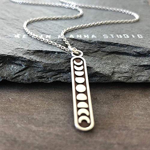 Sterling Silver Small Moon Phase Charm Pendant Necklace, 20"
