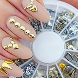Binmer(TM)New 300 Punk Rivet Design Nail Art Sticker Tip Decal Manicure Metallic Gold Studs Nail Tips DIY