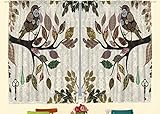 Ambesonne Kitchen Curtains European Home Decor, Spring Floral Birds French Vintage Rustic Theme Style, 55 X 39 Inches, 2 Panels Set for Kitchen Windows Decorations, Brown Green Beige Multicolored