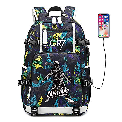 Soccer Player Star Cristiano Ronaldo Multifunction Backpack CR7 Travel Student Football Fans Bookbag For Men Women (Style 6)