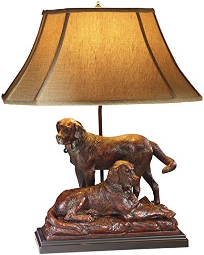 LodgeandCabins 2 Labs Dog Lamp, Burlwood