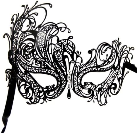 Laser Cut Metal Mask Filigree Venetian Masquerade Diamante Bendable Half Hollow Out Swan #19