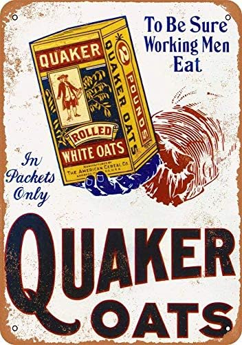 Forry Quaker Rolled White Oats Wall Sign Retro Iron Painting Plaque Metal Sheet Vintage Personalized Art Creativity Decoration Crafts Warning Poster For Cafe Bar Garage Home