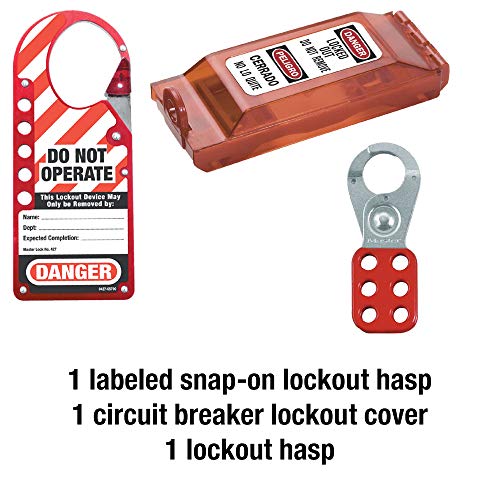 Master Lock 1457E410KA Lockout Tagout Kit, 11/2 In. Shackle, Red on