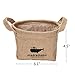 Sea Team Collapsible Mini-sized Natural Linen Fabric with Waterproof PE Coating Lining Storage Baskets Organizers for Shelves & Desks - Set of 4