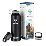 Subesty 32/40oz Water Bottle, Vacuum Insulated Stainless Steel Water Bottle, 3 Lids, Wide Mouth, Leak Proof and Powder Coating, Keep Drink Hot&Cold for Walking, Cycling, Hiking