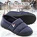 RockDove Men's Quilted Down Hardsole Slippers, Memory Foam Slip-On Camping Shoes, Navy, Size Large US 11-12