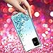 Jemo for Samsung Galaxy A51 Case,W/Soft 2 HD Screen Protector Four-Corner Glitter Bling Floating Liquid Quicksand Silicone Slim Non-Slip Shockproof Protective Luxury Clear Case for Girls Women (Teal)