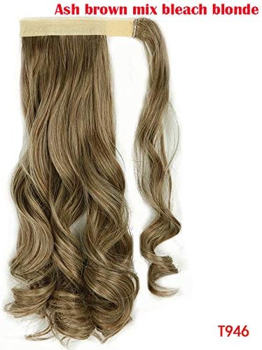 43CM Long Wavy Real Natural Ponytail Clip In Pony Tail Hair Extensions Wrap Around On Synthetic Hair Piece For Human #144 17inches