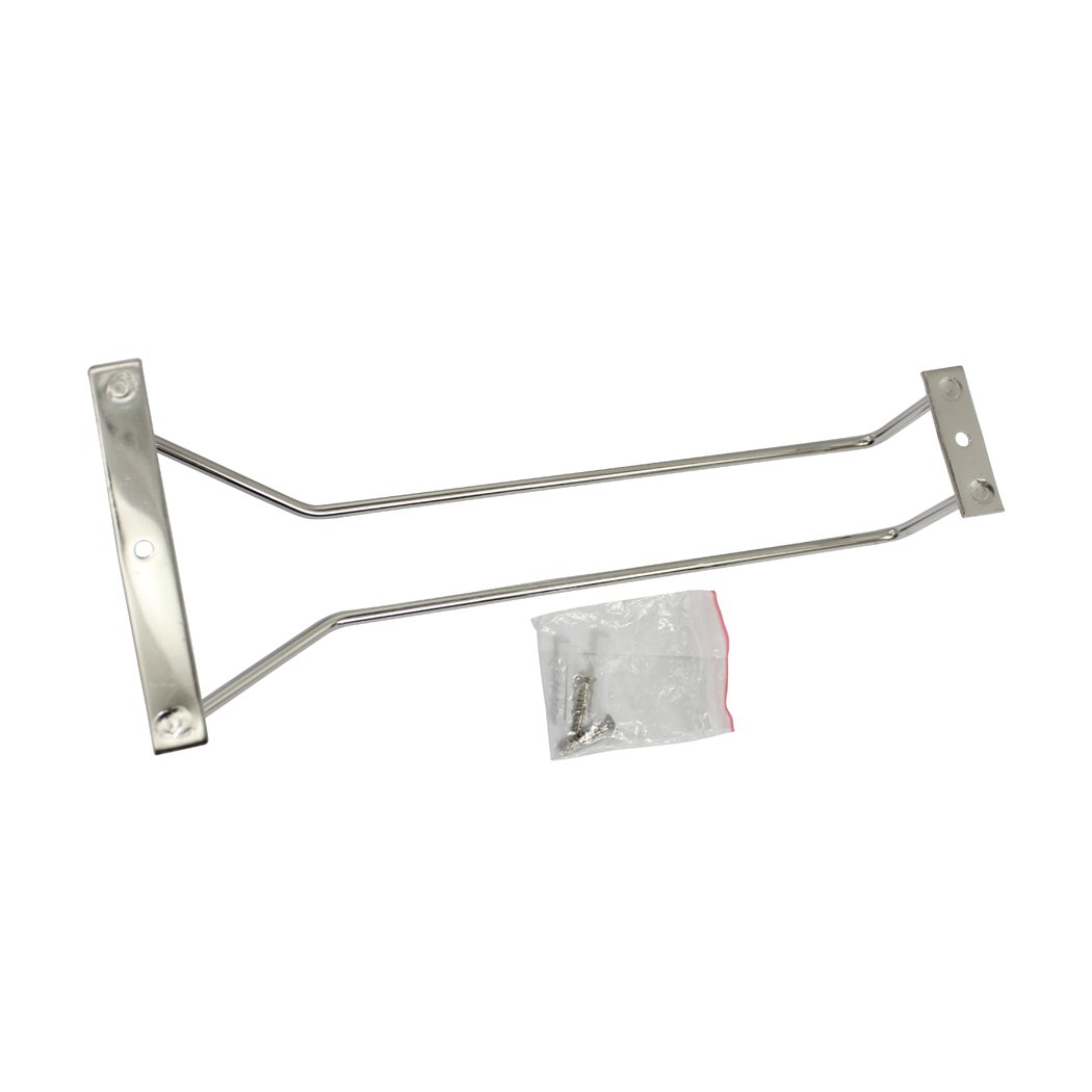 Abcsea 27 cm Stainless Steel Wine Glass Holder Rack, Chrome Wine Glass Holders Hanging Under Shelf, 1 piece (1 Row)