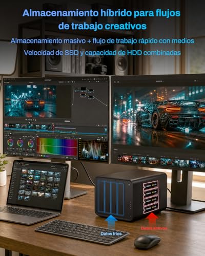 TERRAMASTER D8 Hybrid Almacenamiento: 4 HDD + 4 NVMe SSD, USB 3.2 Gen 2 10Gbps Type-C, 8 Discos Independientes, Plug and Play(Sin Discos)