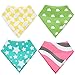 SUPER SALE PRICE 4-pack Drool Baby Bandana Bibs - Soft Organic Cotton with Snaps - Modern Patterns - Unique Baby Shower Gift set for Boys and Girls