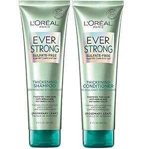 L’Oreal Paris EverStrong Thickening Sulfate Free Shampoo and Conditioner Kit, Thickens + Strengthens, For Thin, Fragile…
