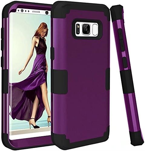 Samsung Galaxy S8 Plus Case Purple, 3in1 [Shockproof] Drop-Protection Hard PC Soft Silicone Combo Hybrid Impact Defender Heavy Duty Full-Body Protective Case Cover for Galaxy S8 Plus-Purple/Black
