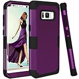 Samsung Galaxy S8 Plus Case Purple, 3in1 [Shockproof] Drop-Protection Hard PC Soft Silicone Combo Hybrid Impact Defender Heavy Duty Full-Body Protective Case Cover for Galaxy S8 Plus-Purple/Black