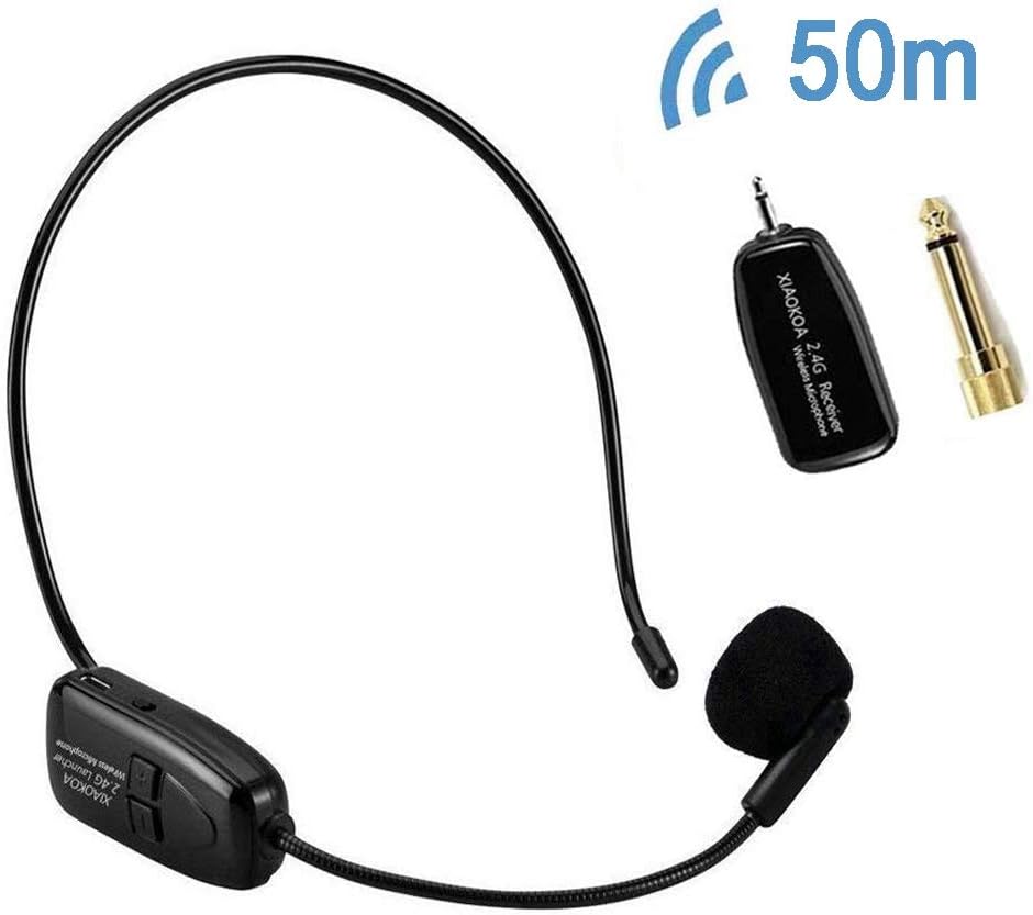 XIAOKOA 2.4G Wireless Microphone Headset, Wireless Mic Headset and