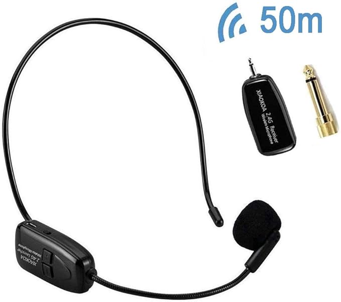 XIAOKOA 2.4G Wireless Microphone Headset, Wireless Mic Headset and
