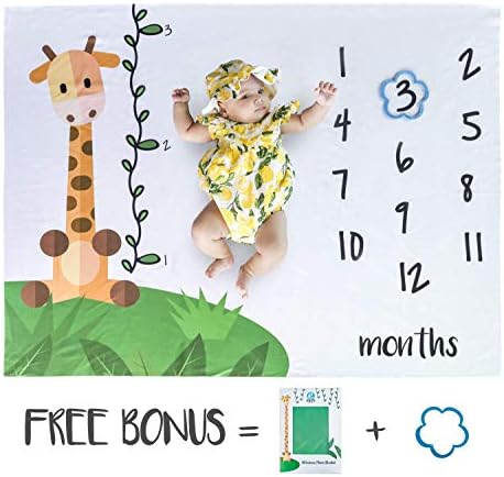 Baby Monthly Milestone Blanket | Newborn Photography Props | Baby Age Blanket Backdrop for Babies | Perfect for Baby Shower Gift - Frame and Box - by Ebash