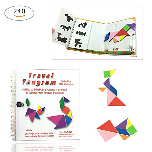 Magnetic Travel Tangram Game 240 Puzzles Tangrams Colorful Brain jigsaw Challenge IQ Educational Toy For Kid Adult 3-100 Years Old