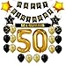 50th Birthday Decorations Party Supplies Gift for Men/Women - 50 Birthday Sash, Happy Birthday Banner, 50 Gold Number Balloons, Sparkling Hanging Swirls, Black and Gold Balloons