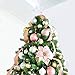 Zabrina 12 Pcs 5.11 in Christmas Tree Decorative Silk Flower Gold Poinsettia Bush and Red Poinsettia Bush Artificial Flowers Red Glitter Poinsettia Christmas Tree Ornaments (Pink)