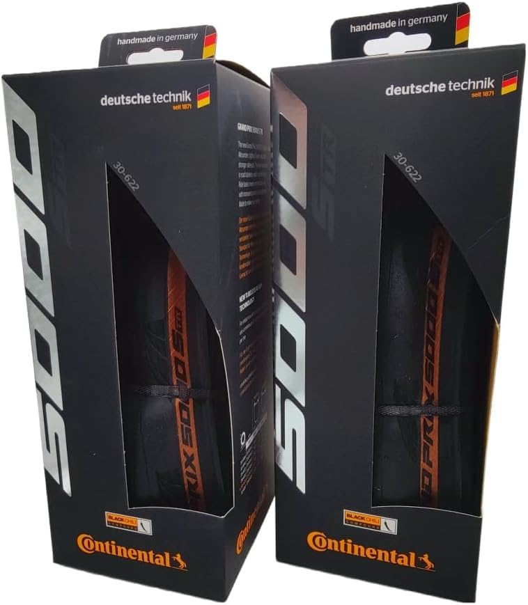 Photo 1 of Continental Grand Prix 5000 S TR - Tubeless Road Bike Tire | Fast, Light, Durable - BlackChili, Vectran Breaker, LazerGrip, Active Comfort Technology, 2 Pack (Black/Transparent) (700x30)