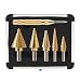 CO-Z HSS 5PCS Titanium Step Drill Bit Set with Automatic Center Punch, 50 Sizes in 5 High Speed Steel Drill Bits Set for Sheet Metal with Aluminum Case, Multiple Hole Stepped Up Bits for DIY Lovers