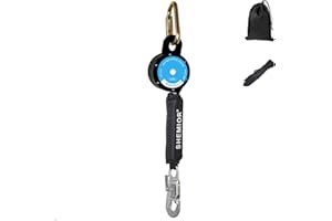 11FT Web Self Retracting Lifeline, Shemior No Tangle Lightweight Housing SRL External Shock Absorber, Self Retractable Safety Lanyard, Fall Arrest Protection PPE Gear, OSHA/ANSI Compliant