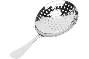 Julep Strainer, Professional Stainless Steel Cocktail Strainer Slotted Spoon Skimmer Spoon Strainer Spoon for Home or Commerc