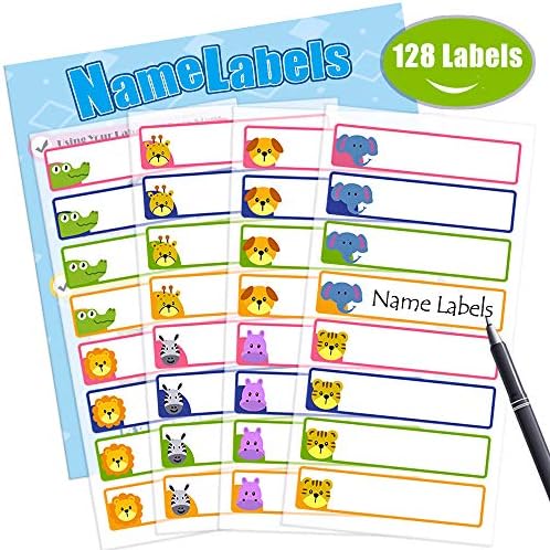 Itari Baby Bottle Labels, Name Label for Kid, Self-Laminating Labels for Daycare, Waterproof, Dishwasher Safe, Adorable Design,128Labels
