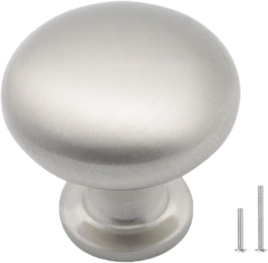 PinLin 10 Pack Round Cabinet Knobs Brushed Satin Nickel Chest of Drawer Knobs 30mm Diameter Kitchen Cupboard Door Knobs