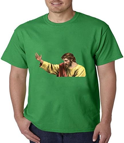 HANGTIANKEJI Jesus Painting Round Casual Fashion Campaign Short Sleeve Mens T-shirt Size XXL