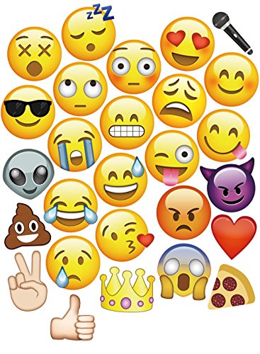 Moreteam Emoji Photo Booth Props Party Favor DIY Kit for Parties 27 PCS with Bamboo Sticks
