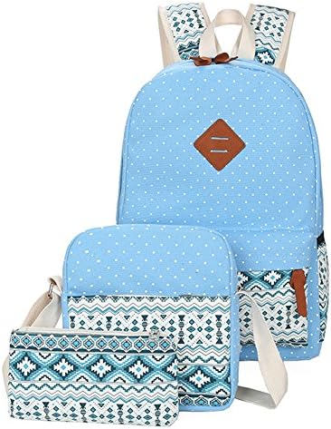 Viniolve Canvas Dot Backpack Cute Lightweight Bookbag School Shoulder Bags for Teen