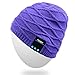 Qshell Men Women Bluetooth Audio Music Beanie Hat Cap with Stereo Speaker Headphones Microphone Hands Free and Rechargeable Battery for Cell Phones, iPhone, iPad, Tablets, Android Smartphones - Purple