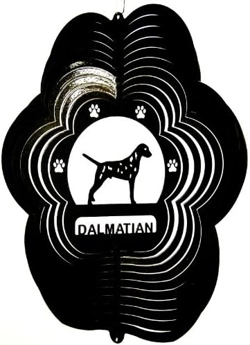 Stainless Steel Dalmatian Dog - 12 Inch Wind Spinner, Black by DSA