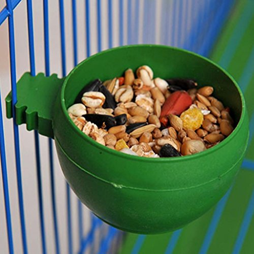Afco Bird Feeding Bowl,Plastic Round Food Water Cup Holder Parrot Pigeon Cage Hanging Feeder size S (Green) - Thumbnail 2