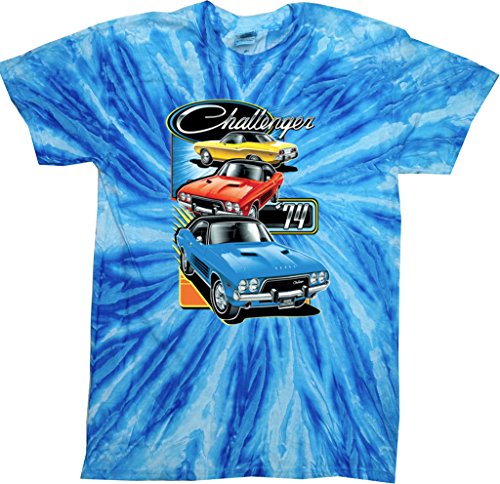 Mens Dodge Challenger Trio Twist Tie Dye T-shirt, Neon Blueberry, XL