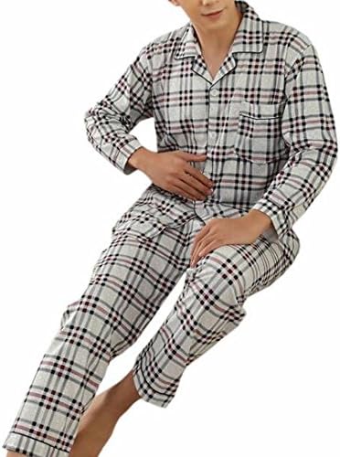 Xswsy XG Men's Comfy Shirt and Pant 2 Pcs Checkered Sleepwear Pajama Set 11 M