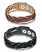 Jstyle 2 Pcs a Set Mens Womens Braided Leather Bracelet Bangle Rope Adjustable 7.5-8.6 Inch