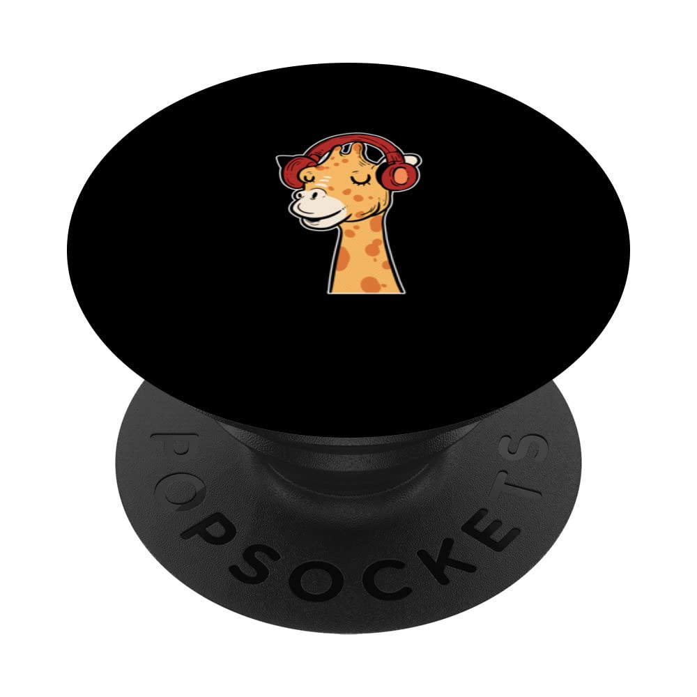 Giraffe Listening Music Music Lover PopSockets Swappable PopGrip
