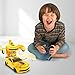 Kids RC Toy Transforming Robot Remote Control (27 MHz) Sports Car One Button Transformation Realistic Engine Sounds 360 Speed Drifting 1:22 Scale Toys For Boys (Yellow)