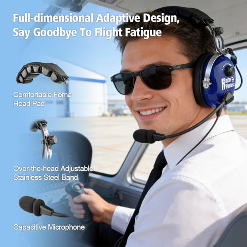 R SPIDER WIRELESS - PNR Aviation Aircraft Headphones with Comfortable Ear Pads, Passive Noise Reduction, Carrying Case