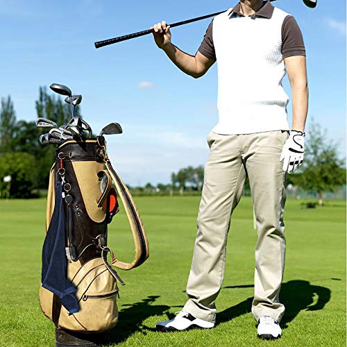 Yotako 2 Pack Microfiber Golf Towel for Golf Bags with Clip,Club Groove Cleaner Brush,Golf Divot Repair Tool with Ball Marker and Pull Apart Key Ring-Golf Accessories