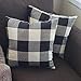Burlap Farmhouse Decor Buffalo Checkers Plaid Cotton Linen Decorative Throw Pillow Cover Rustic Cushion Cover Pillowcase for Sofa 18 x 18 Inch, Set of 2 (Black/White, 18