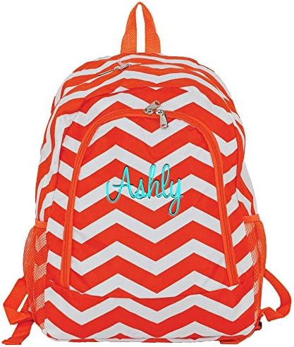 Personalized Mens and Womens Monogrammed Backpacks (Orange Chevron)