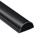D-Line TV Wire Hider, Half Round Cord Cover for Wall Mount TV, Hinged One-Piece Raceway, Paintable, Self-Adhesive Cable Management - 2" (W) x 1" (H) x 18" Length - Black