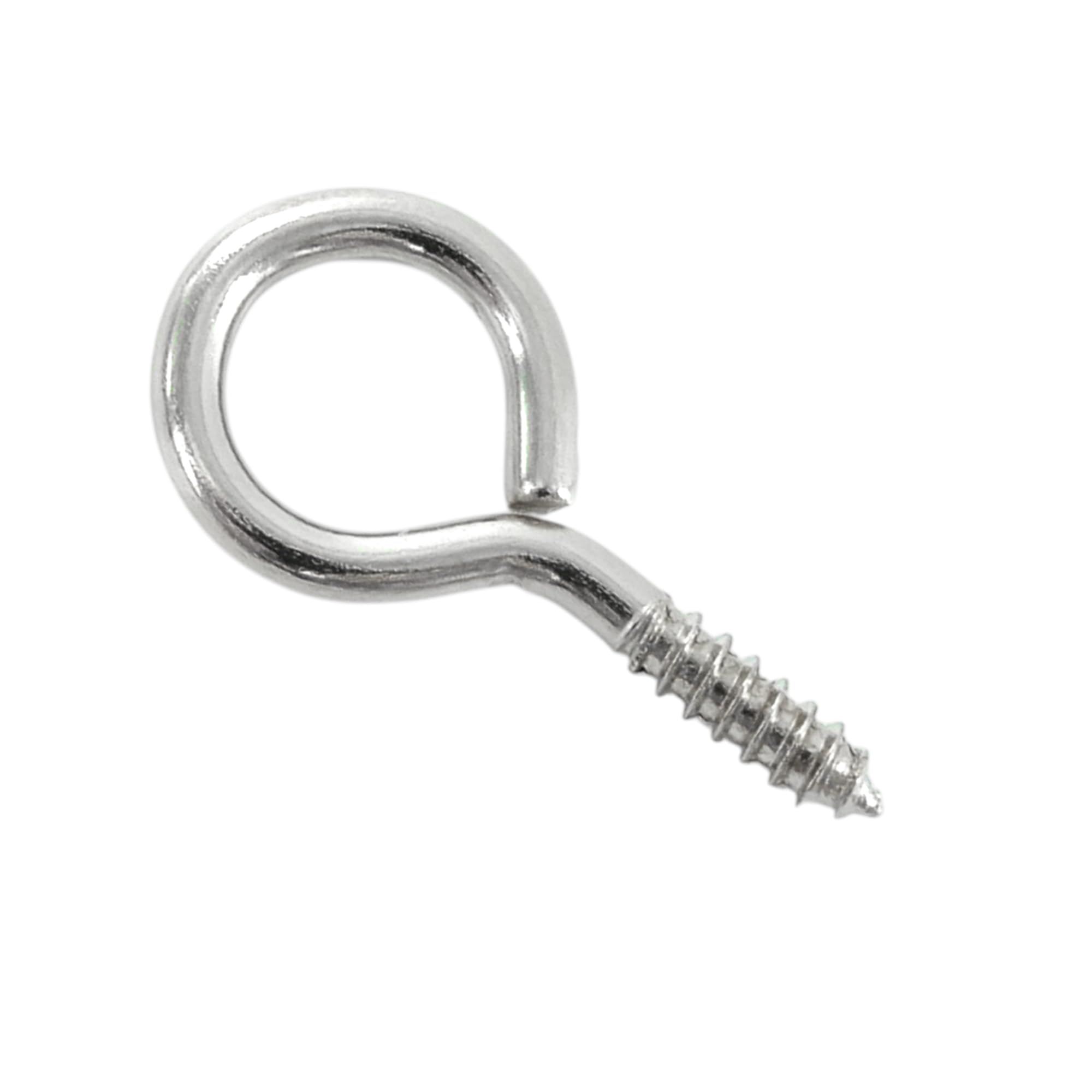 Merriway BH03662 (100 Pcs) 25 x 2 mm (1 x 0.9 Inch) Steel Screw-In Eye For Use With Curtain Wire - Pack of 100 Pieces, Silver